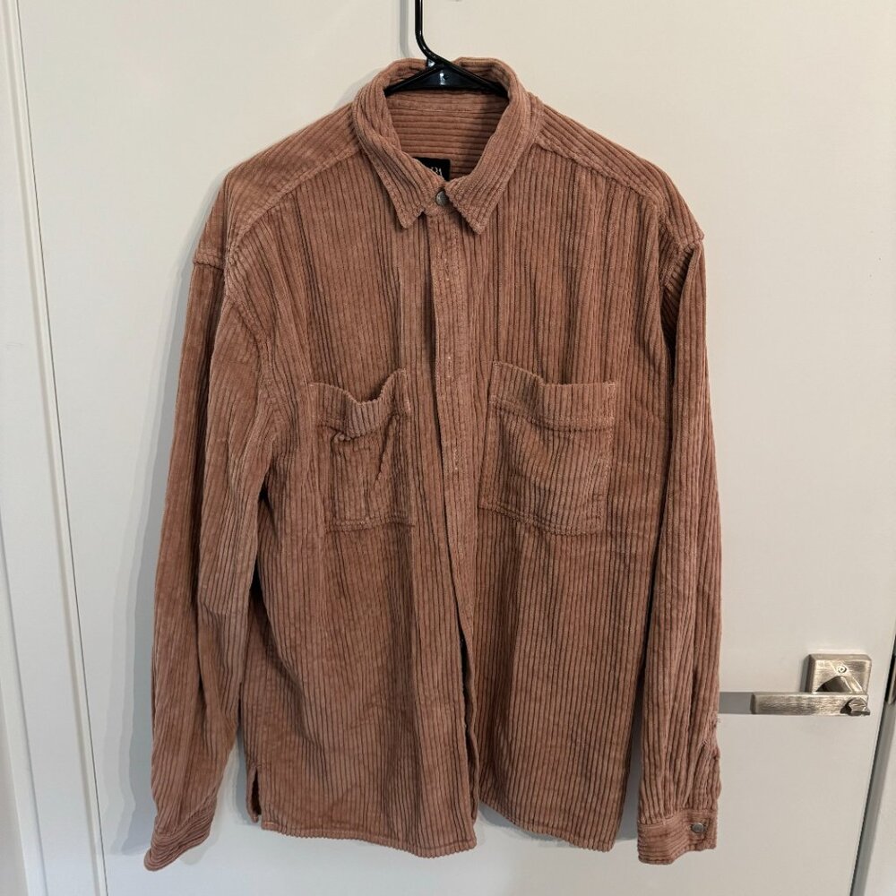 ZARA Corduroy Button Up Pastel Red
